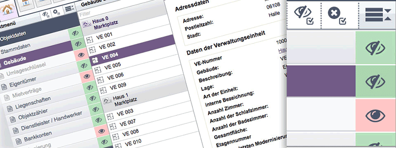 Objektmenue unserer Immobilienverwaltungssoftware